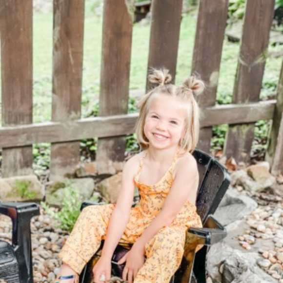 Girls Floral Yellow Romper - Picture 4 of 4